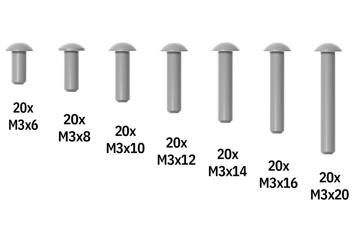 UltiMaker Hex Button M3 Bolts Pack